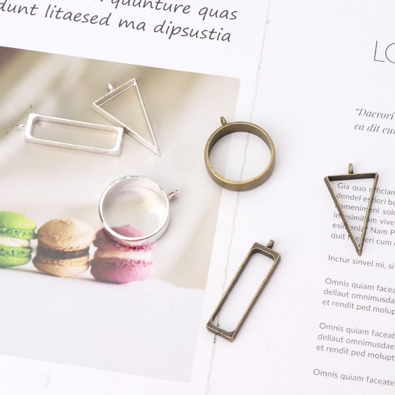 5Pcs Hollow Frame Open Back Bezel Pendant UV Resin Pressed Flower Jewelry Making B95F