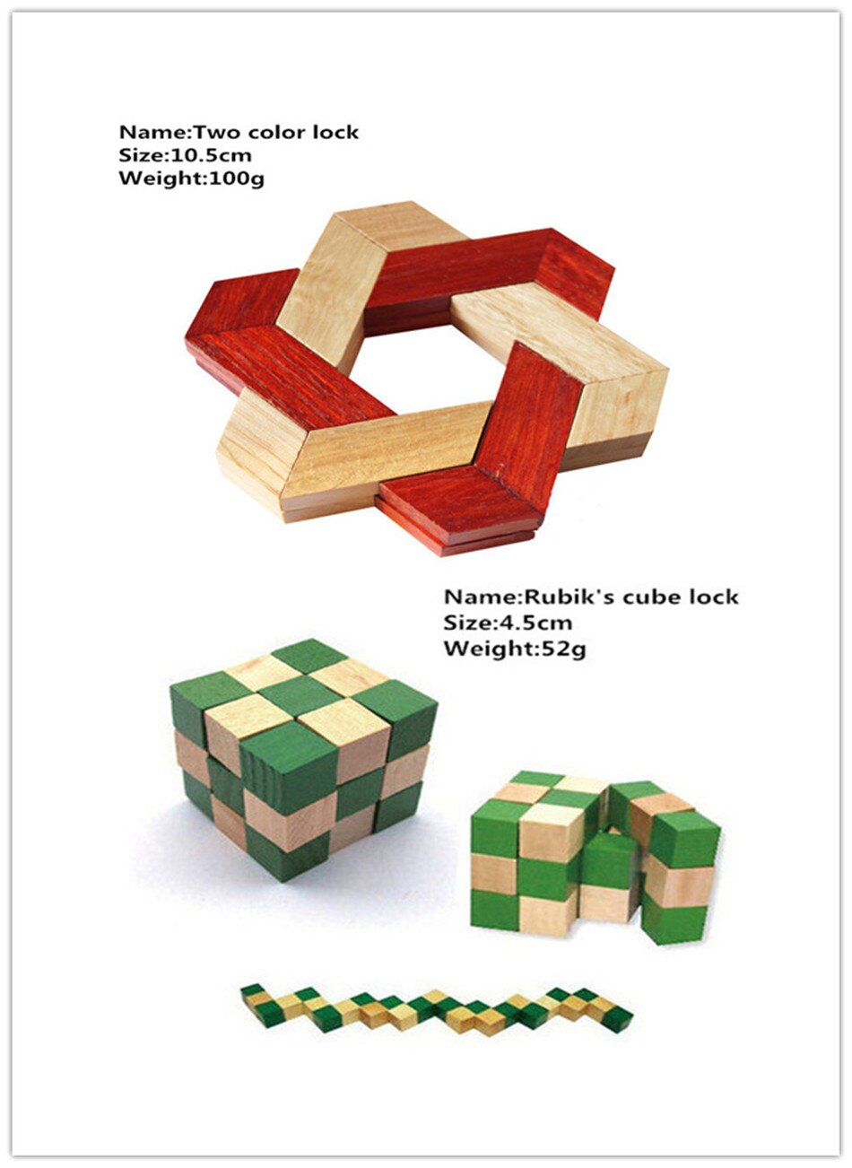 IQ Brain Teaser Cube And Other Styles Lock 3D Wooden Interlocking Burr Puzzles Game Toy Wood For Adults Kids