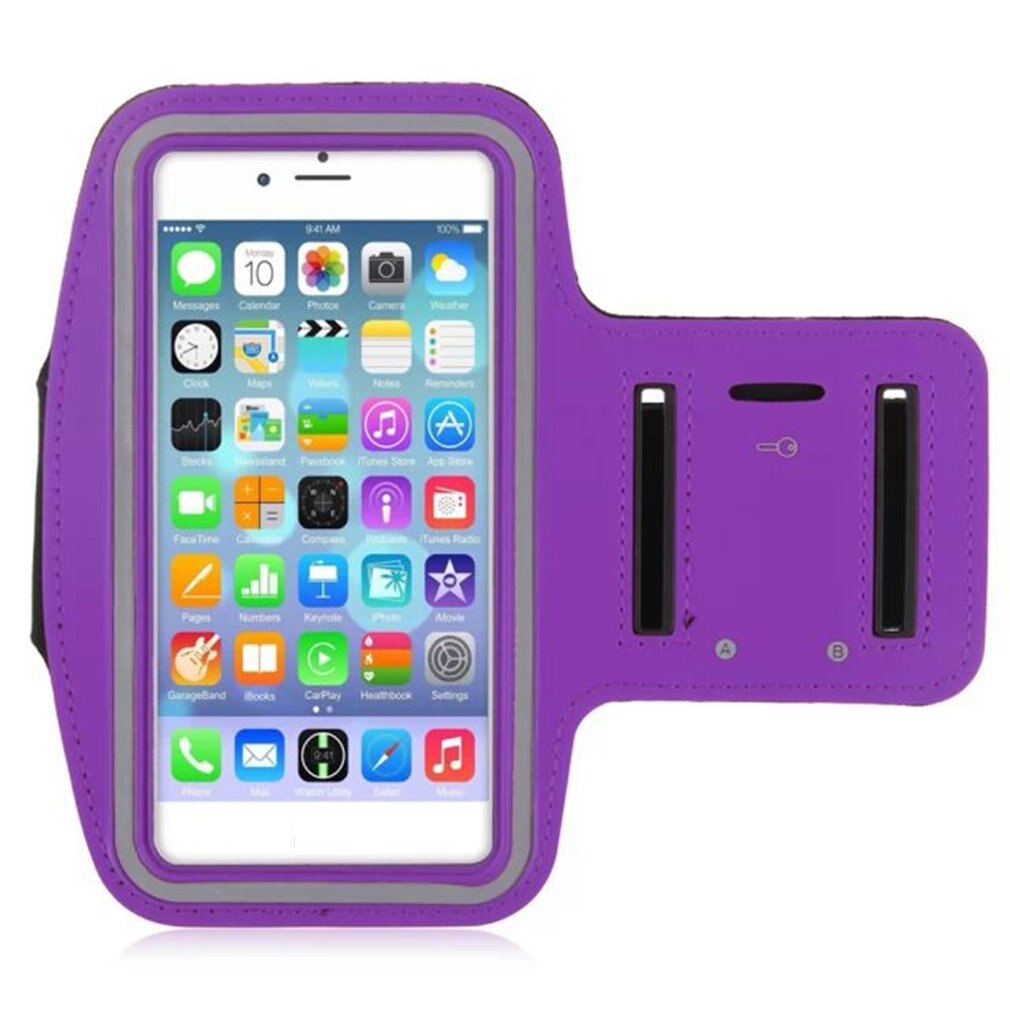 Suporte de braço proteção para esportes, suporte de braço para celular, manga de proteção para esportes, corrida, à prova d' água, casual, corrida, para iphone: 5.5 purple