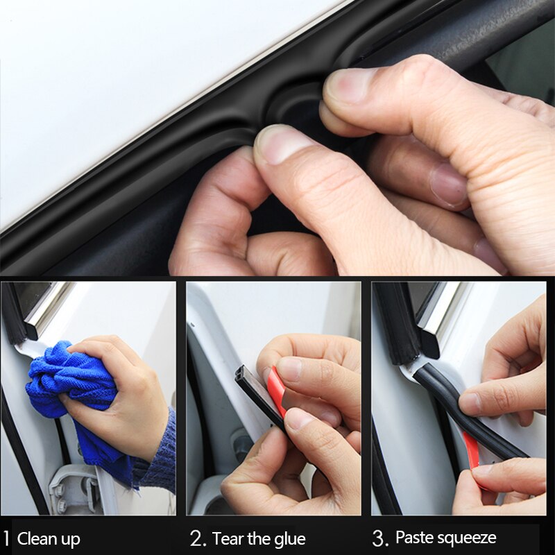B forme voiture porte joint bandes son autocollant en caoutchouc pour Ford Mondeo mk4 Focus 2 3 mk3 Fiesta mk7 Ranger Fusion Kuga Ka accessoires