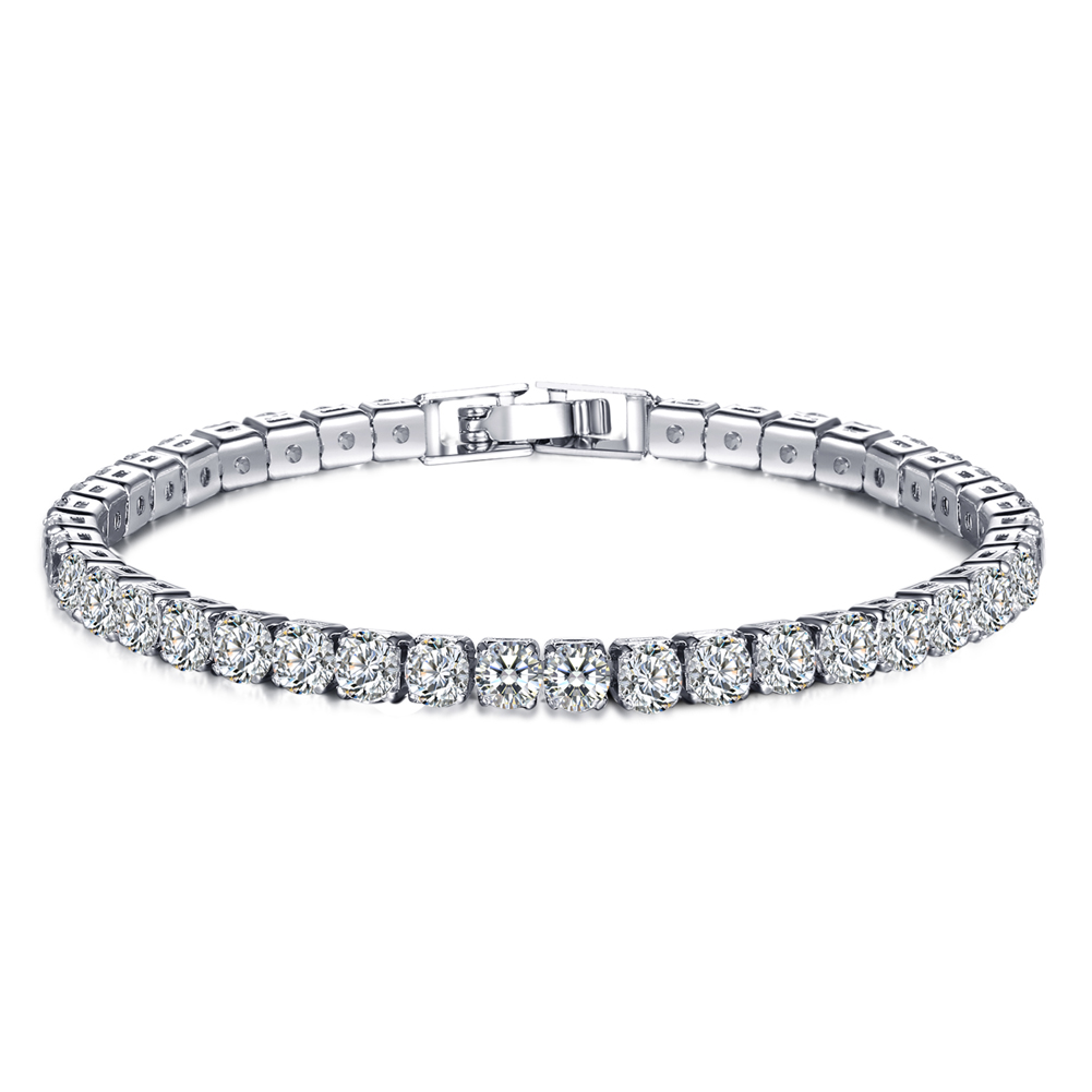 4mm iced out tenniskedjehalsband för kvinnor lyxigt aaa+ kubisk zirkon kort hippophalsband accessoarer smycken 2023: Imiterad rodiumpläterad