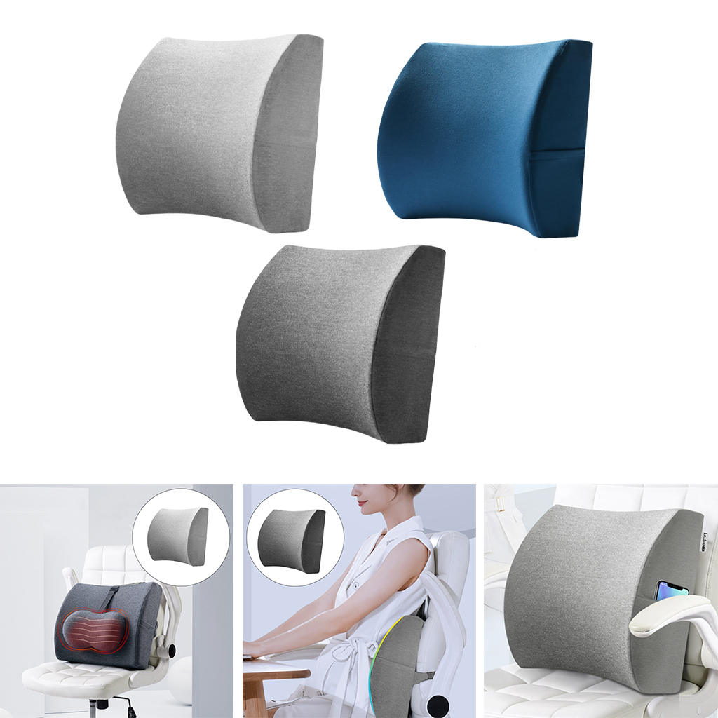 Soft Lumbar Back Support Memory Foam Back Pillow Relieve Buckle Side Pocket Straps Waist Waist Cushion for Car Seat Home Travel