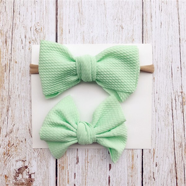 2 pçs/lote 5'Baby Bagunçado de Tecido Arco Cabeça + Recém-nascidos Grande Arco de Cabelo Menina clipe Arcos de Cabelo Turbante Headwrap Infantil Bebes Bowknot Tie: green