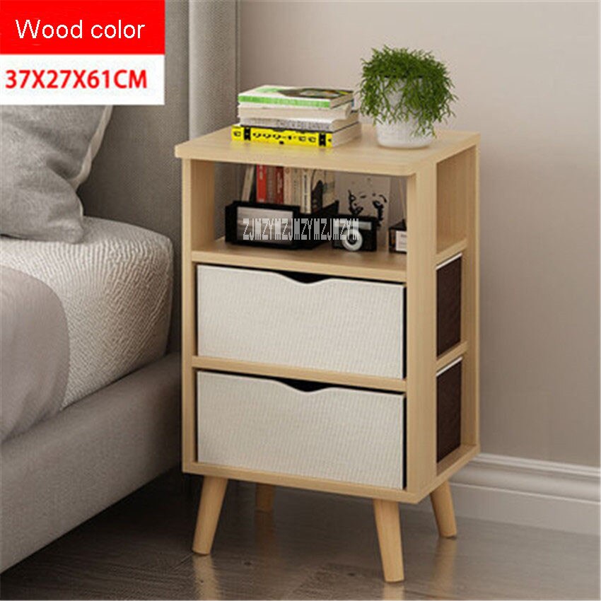 Simple Bedside Table Cabinet Bedroom Locker Economical Wooden Nordic Mini Small Apartment Bedroom Nightstands Modern Locker: Wood color 2 drawer