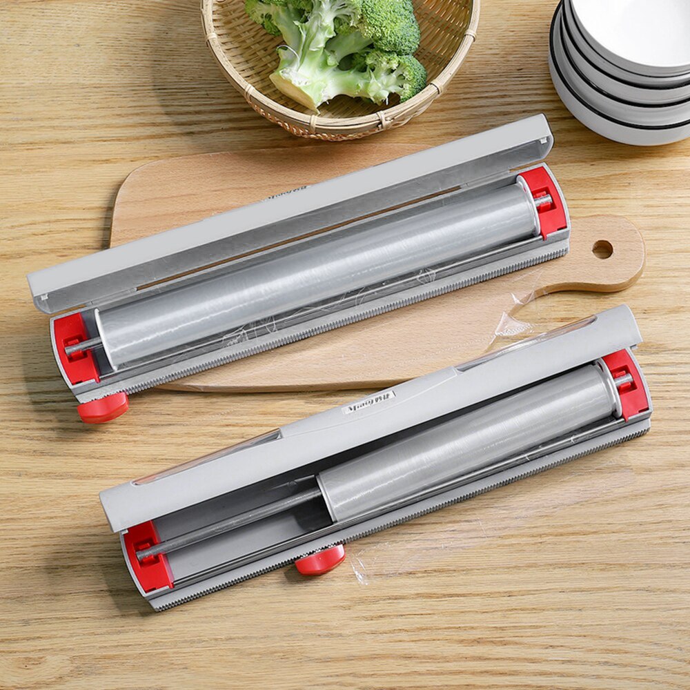 Kitchen Organizer Food Plastic Wrap Dispenser Wall Mounted Foil And Cling Film Dispenser Foil Cutter Wrapping Paper Storage