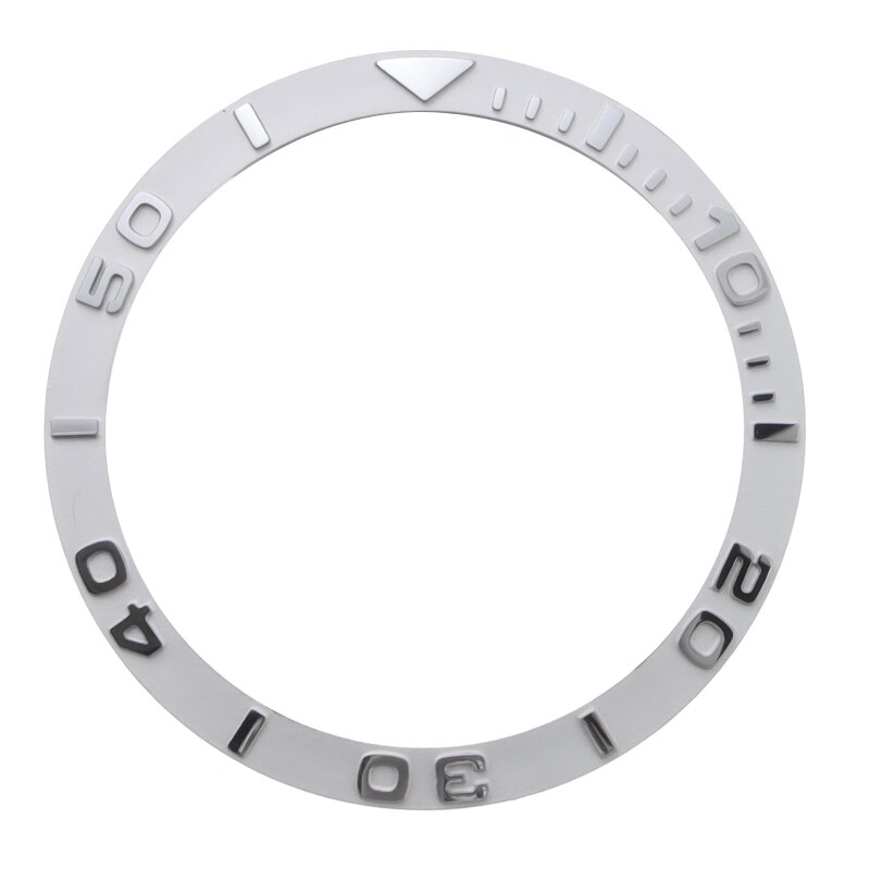 Accesorios de plata y negro para reloj, anillo a prueba de agua de Zirconia, anillo de cerámica con forma de boca, anillo de escala de cerámica, Unisex 38*31,8*1,2mm