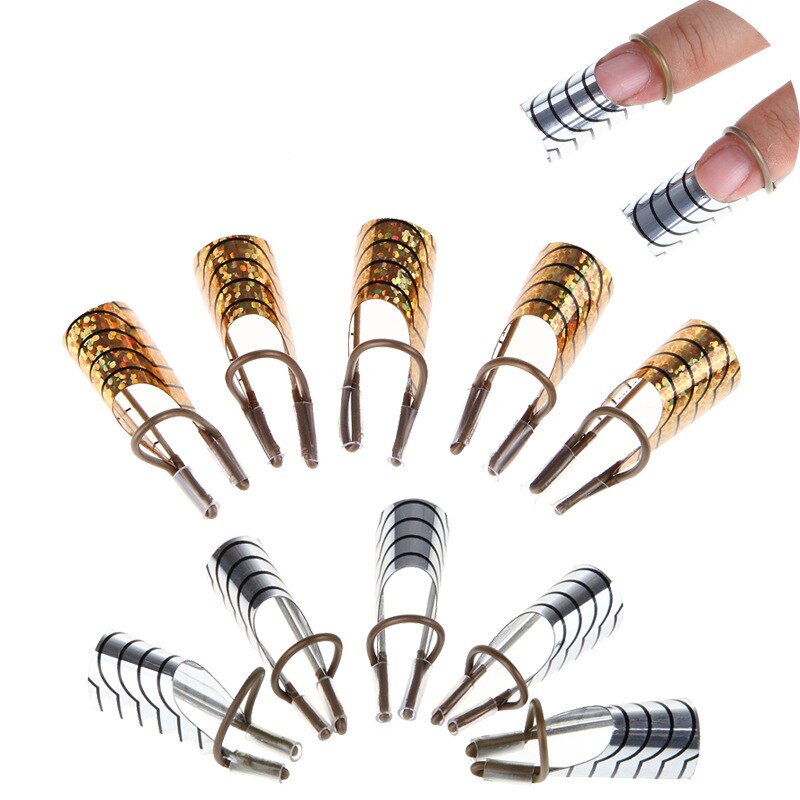 Pochoirs à ongles réutilisables en aluminium, Gel UV, outil pour Nail Art, Extension de vernis à ongles, formes de protection, outils d&#39;aide pour les ongles, 5 pièces
