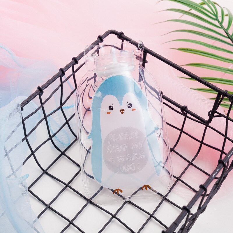 Kreskówka druk kolorowy przezroczysta poduszka elektryczna torba robić wtrysku gorącej wody butelka gorącej wody ciepły dom przenośne nawadnianie Han: pingwin