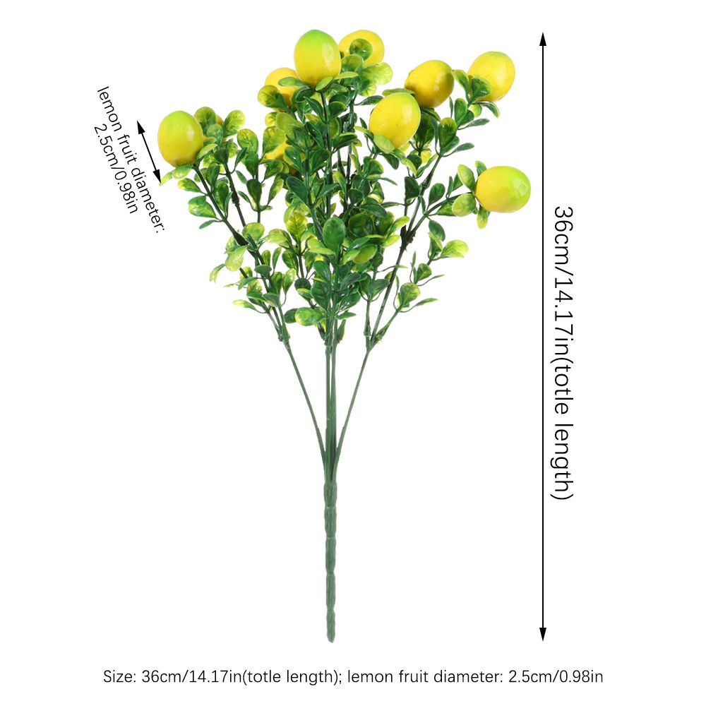 A Bunch Artificial Lemon Branch with Green Leaves Artificial Fruit Lemon Tree Bonsai Greenery Decoration for Home or Table