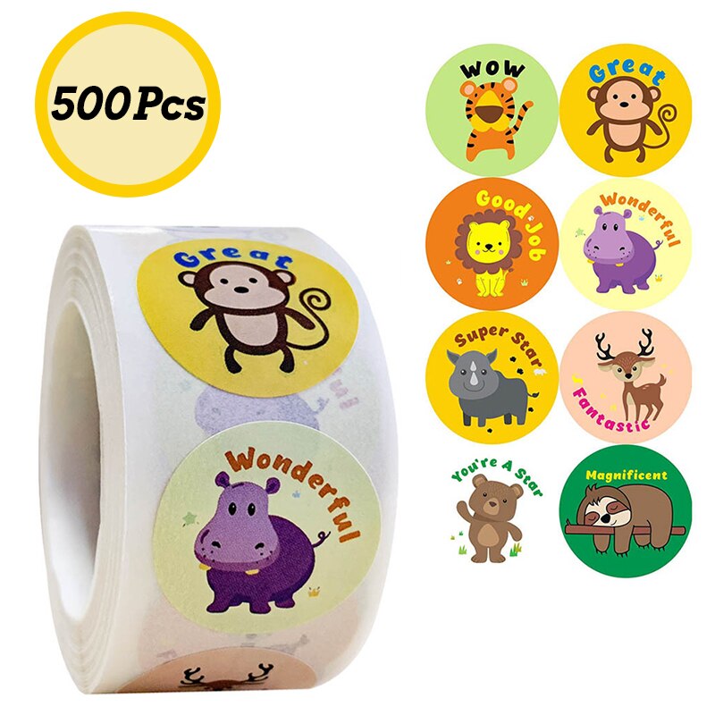 500pcs/roll Di Natale Sticker Seal Etichette Adesivi 8 Disegni Del Modello Del Fumetto Adesivo Ricompensa Per I Bambini Giocattoli Regalo Impermeabile: 500Pcs E