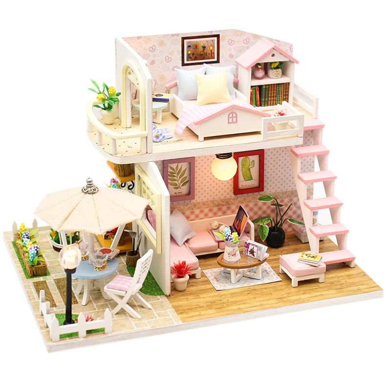 CUTEBEE Kit casa delle bambole fai-da-te casa delle bambole in legno Kit di mobili per la casa in miniatura giocattoli per bambini regalo di natale L23: M33A