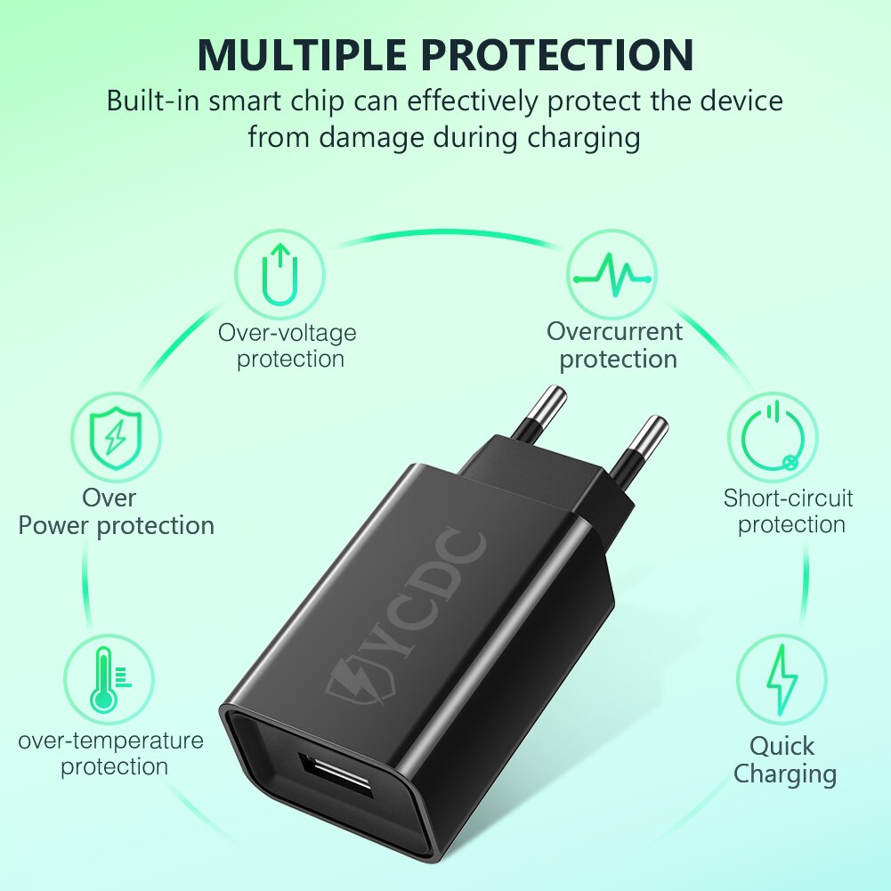 5V 3.5A/2.0A USB Phone Wall Charger Power Adapter EU Plug Universal With Cable for iPhone 13 12 Pro iPad Huawei Samsung