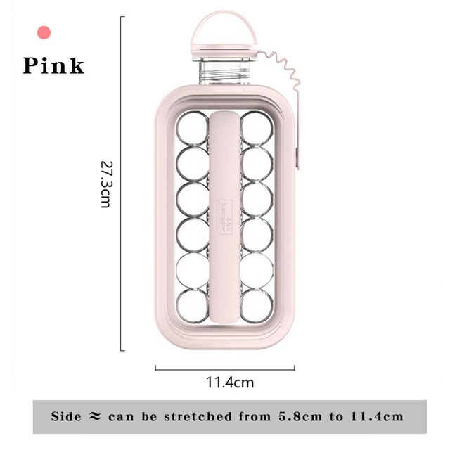 2-in-1 Portable Ice Cubic Maker Kettle Bar Ice Maker Container with Lid for Cocktail Ice Coffee Ice for Cold Drinking Ice Tray: Pink
