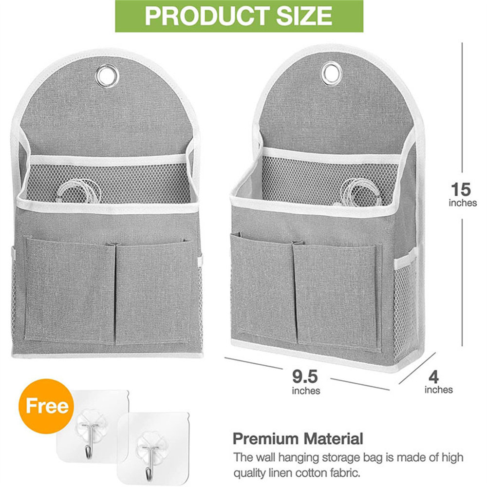 Fabric Hanging Storage Bag for Dormitory Wall Mounted Wall Door Bags Dual-Pocket Side Mesh Organizer Book Magazine Phone Holder