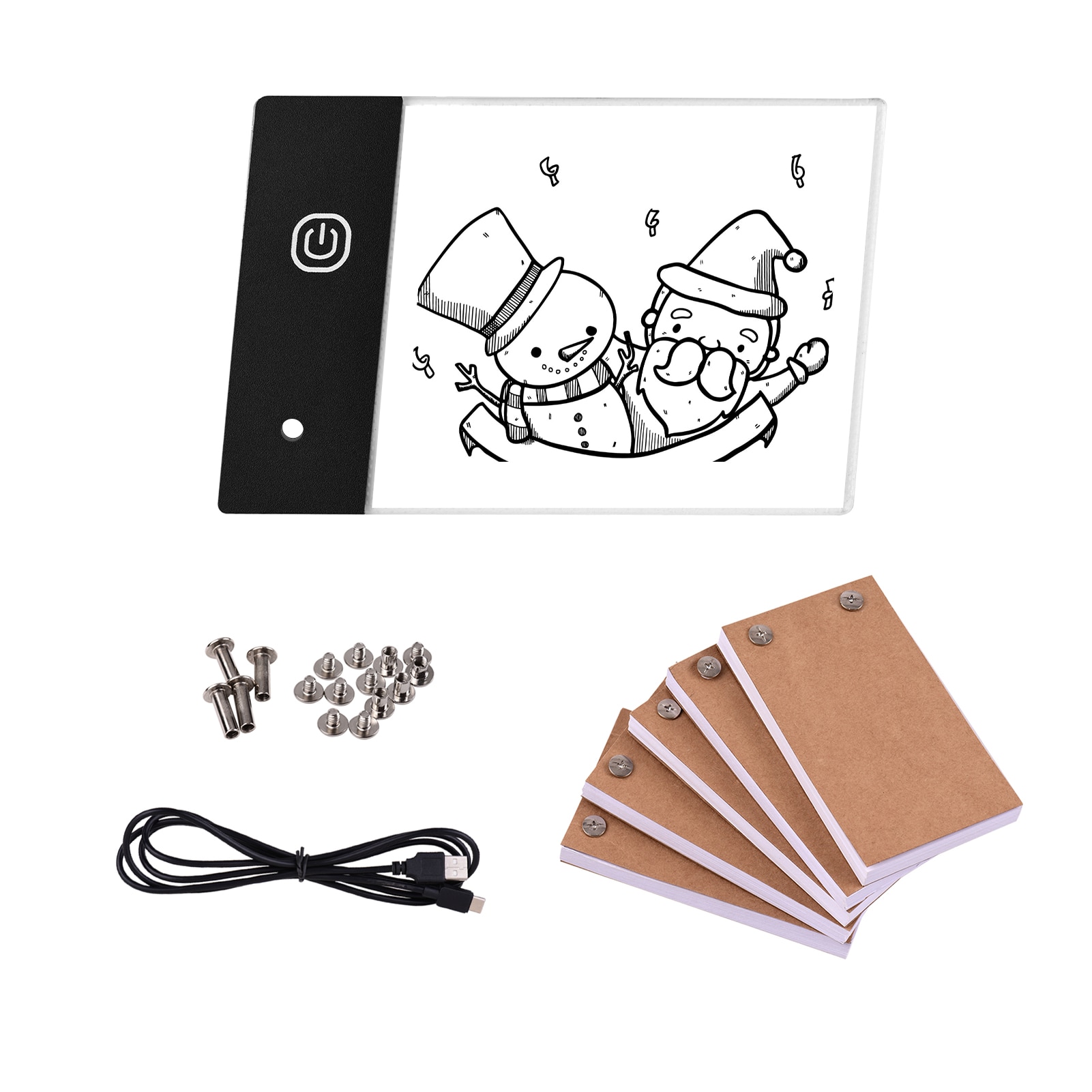 Flip Book Kit with Mini LED Light Pad Hole 3 Level Brightness Control Light Box 300 Sheets Animation Paper Flipbook