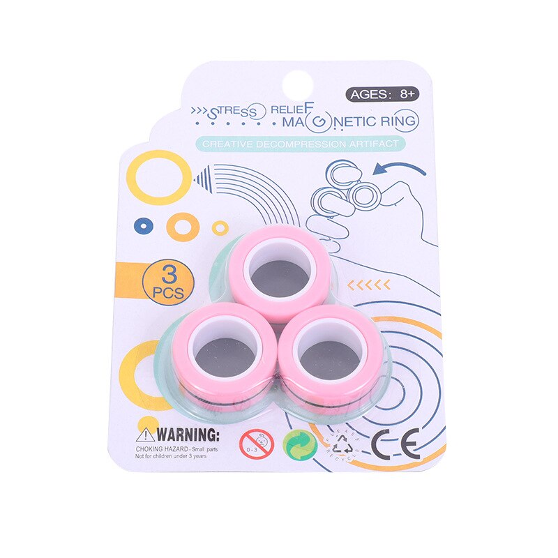 Anti-Stress Magnetische Ringen Fidget Unzip Speelgoed Magic Ring Props Gereedschap Kinderen Magnetische Ring Vinger Spinner Ring Volwassen Speelgoed: pink