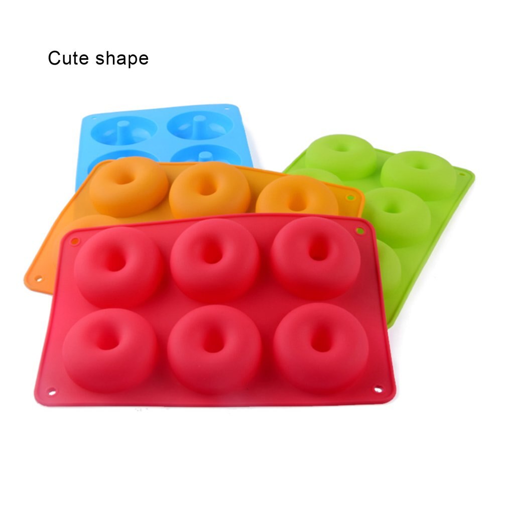 6 Doughnut Silicone Mold Diy Round Cake Angel Circle Biscuit Muffin Mold Donut Silicone Ice Cube Molds Candy Chocolate