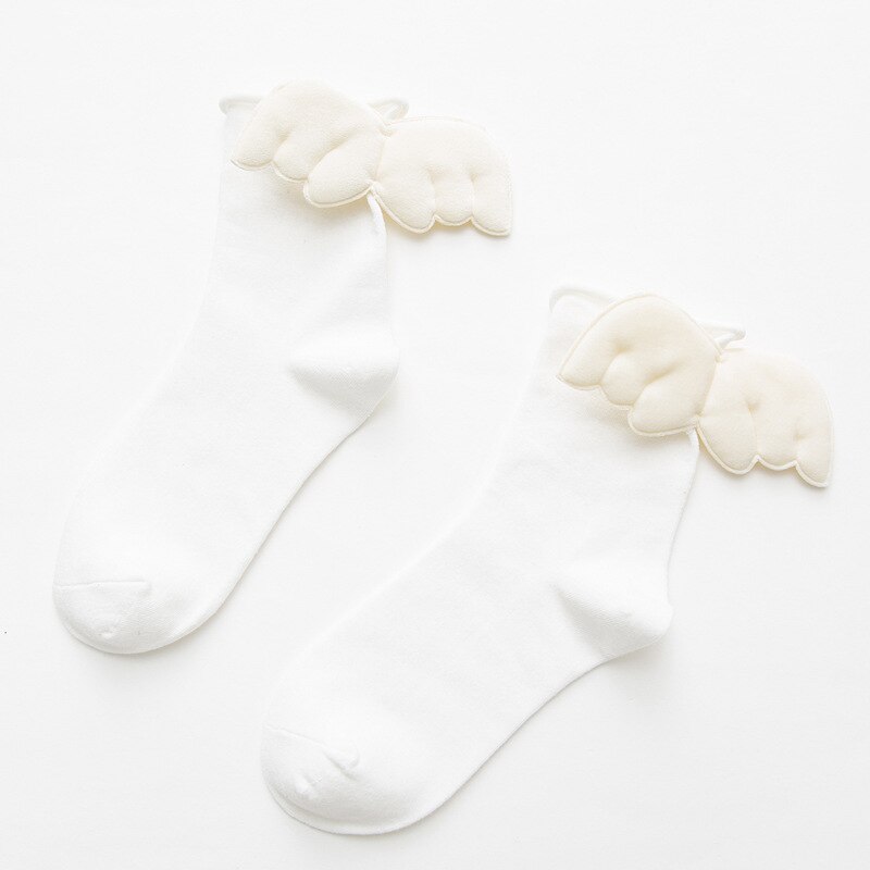 Dreamlikelin femei șosete cu aripi de înger dulce kawaii studente fete șosete prințesă din bumbac moale: Alb