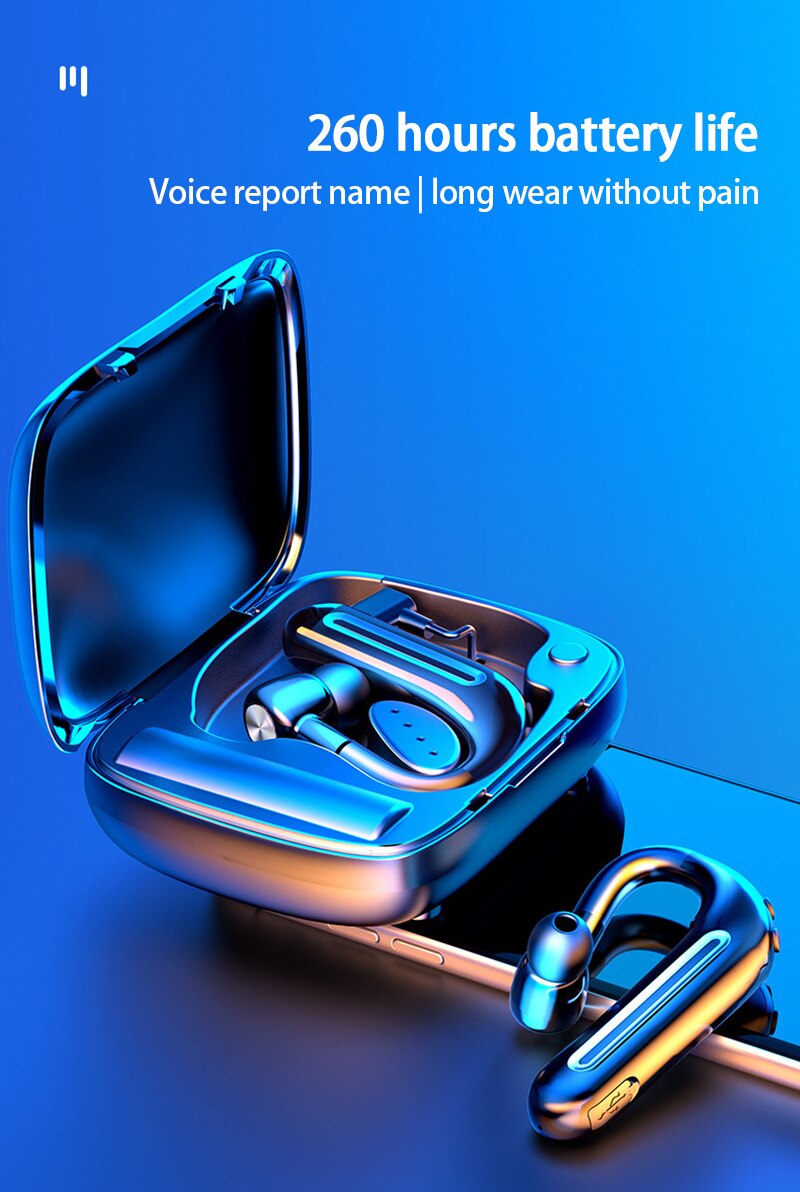 Wireless Bluetooth Headphones With Charging Bin Single Ear Wear One Hand Touch Technology 180 ° Rotation Earphone For Phone