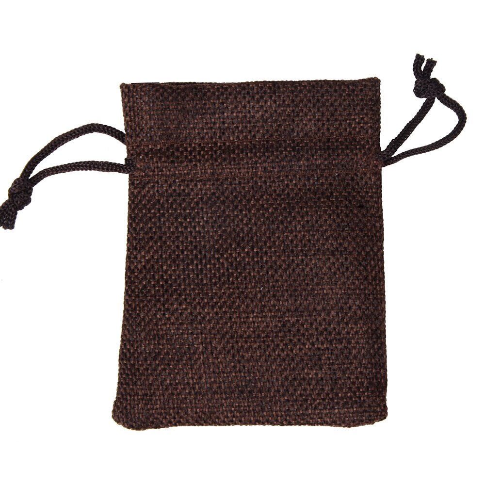 Sac en lin et lin 7x9 cm, 25 pièces, pochette à cordon emballage de bijoux, pochette de mariage: brown