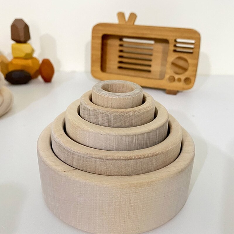5 Pz/impostato per Bambini Impilabile Gioco di Apprendimento Blocchi di Costruzione bambino di Legno che impila Giocattoli per Bambini Creativi Educativi Regali
