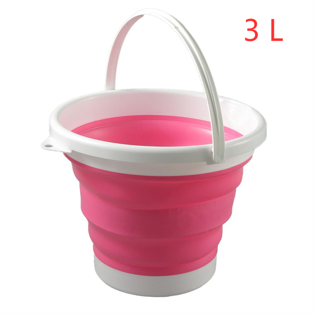 3L/5L/10L Collapsible Bucket Portable Folding Bucket with Handle Car Washing Bucket Children Outdoor Fishing Travel Home Storage: 3L-red