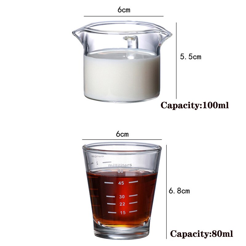 100ml Double Mouth Milk Jugs Small Glass Milk Cup Espresso Mug High Temperature Resistant Glass Milk Sharing Cup Coffee Mugs