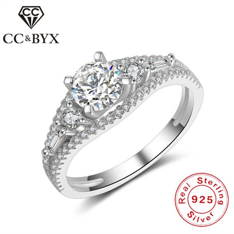 CC Hyperbole Vintage Rings For Women Wedding Engagement Bride Sterling 925 Silver Jewelry Ring Party CC831