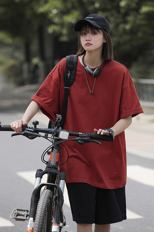 Camiseta informal de algodón puro de gran tamaño para mujer, ropa de calle japonesa de talla grande 5XL, camiseta de manga corta de Color sólido a la