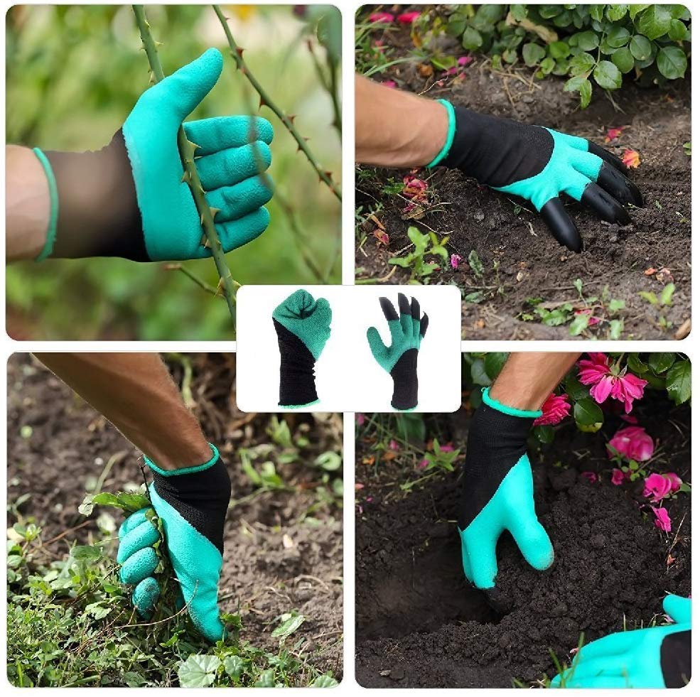 2 Pairs Gardening Gloves with Claws Puncture Resistant, Waterproof Safe Garden Gloves for Digging, Pruning &amp; Planting