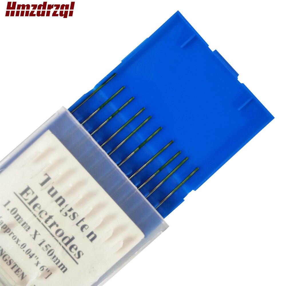 WP 10 pièce couleur verte 1.0mm * 150mm (Approx.0.04 ''x6'') pur tungstène électrode tête tungstène aiguille/tige pour Machine à souder