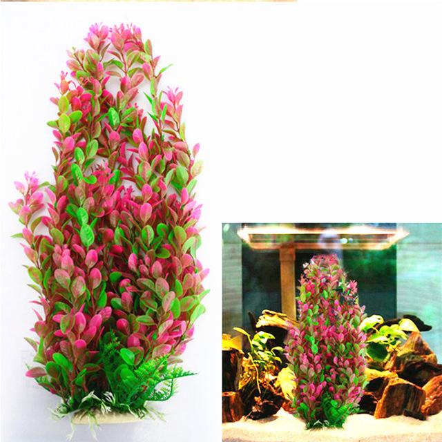 Plastic Aquarium Decoraties Groene Kunstmatige Plastic Plant Gras Schildpad Aquarium Aquarium Ornament Decor: Pink Green