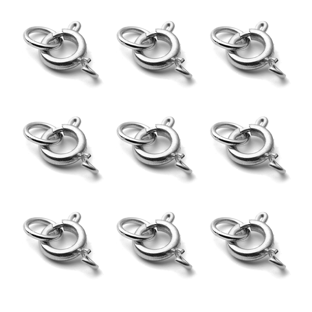 10pcs Stainless Steel Round Claw Spring Clasps With Jump Rings For Necklace Bracelet Connectors Diy Jewelry Making Accessories: Steel 10pcs / 10mm