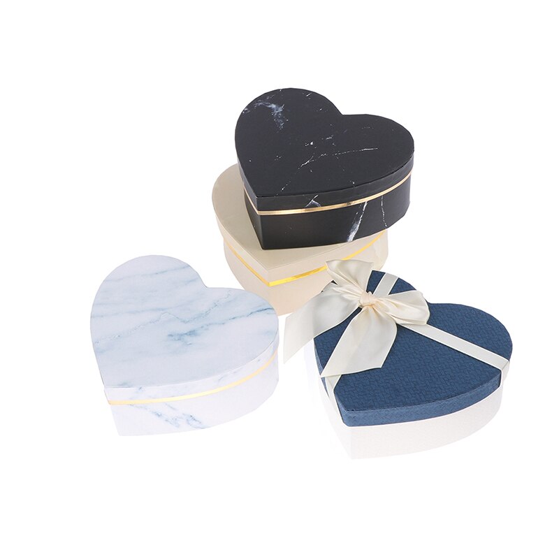 3pcs Box Heart Shaped Container Packaging Wedding Party Case DIY Valentine's Day Flower boxes for Composite material