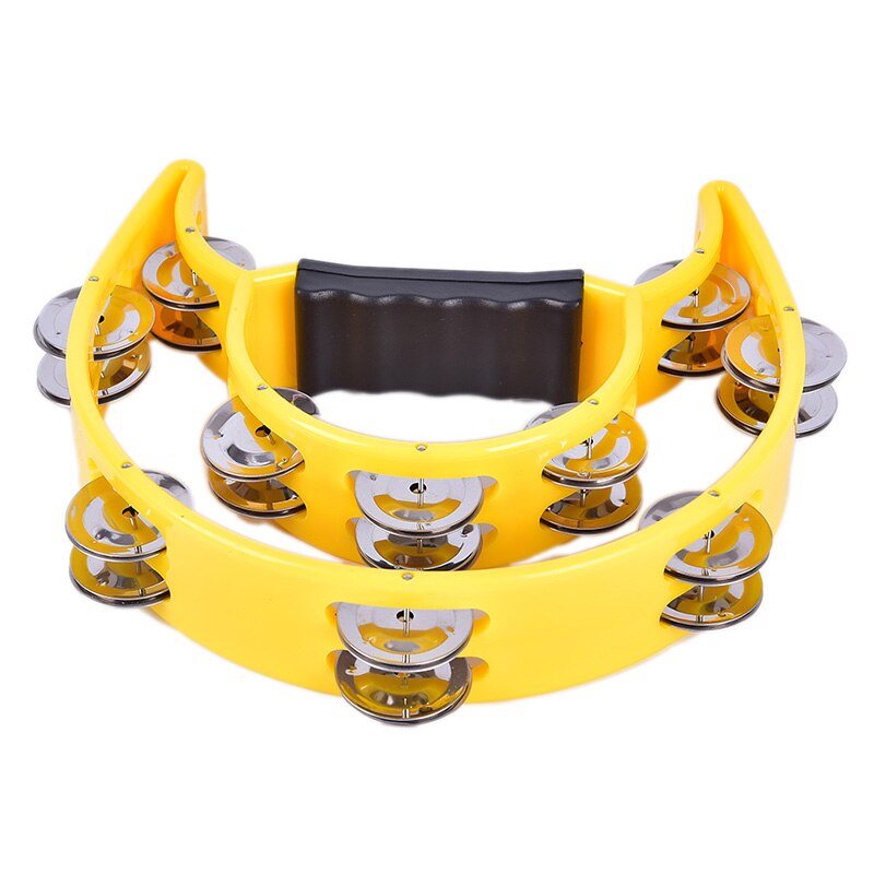Double Half Moon Music Tambourine Percussion Tamborine Drum Durable Metal Jingles Percussion Instruments: yellow