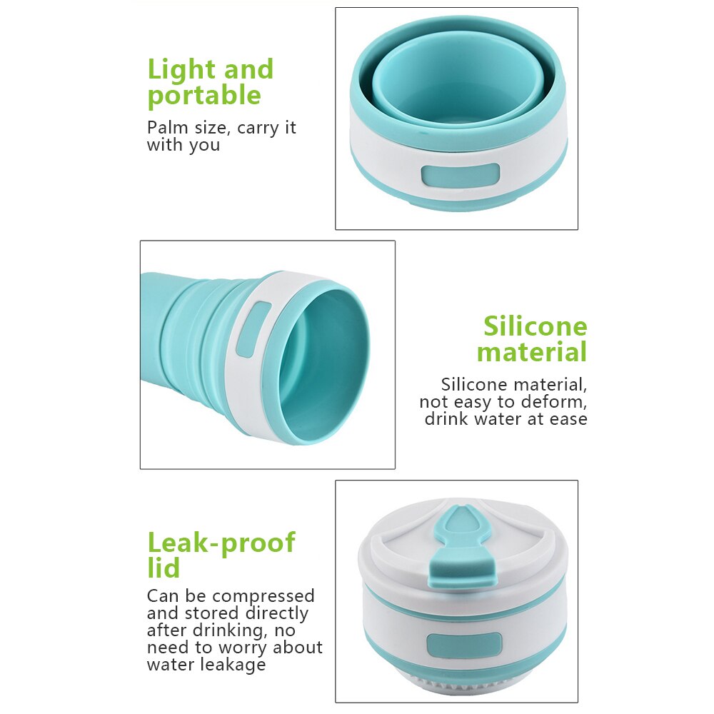 Opvouwbare beker, voedselveilige opvouwbare waterbeker, telescopisch opvouwbaar, reisbeker