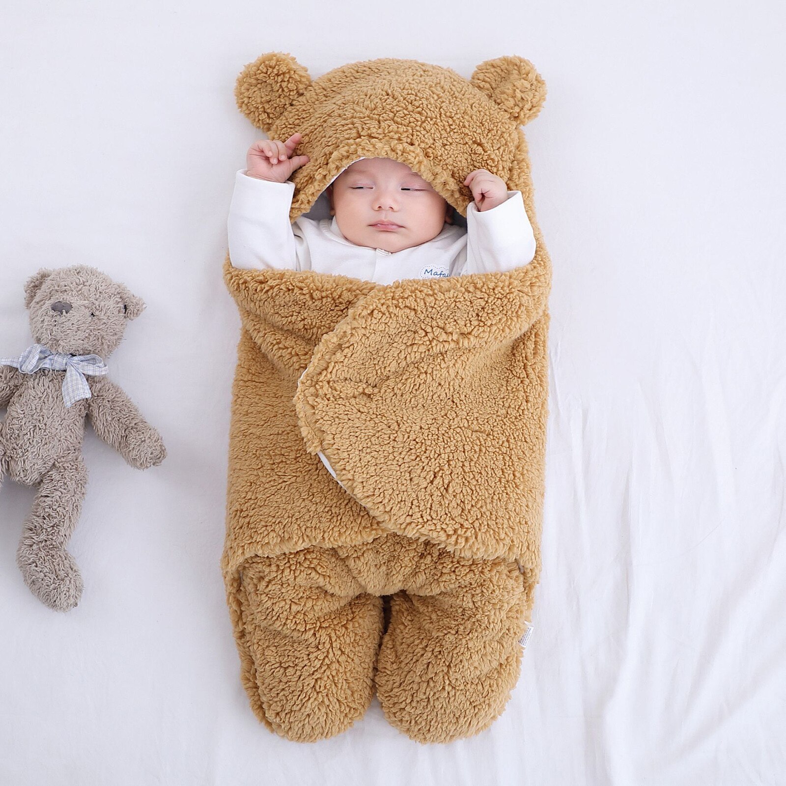 Hiver bébé sac de couchage Ultra-doux moelleux polaire peluche -né réception couverture infantile garçons filles pépinière enveloppement emmailloter # g4