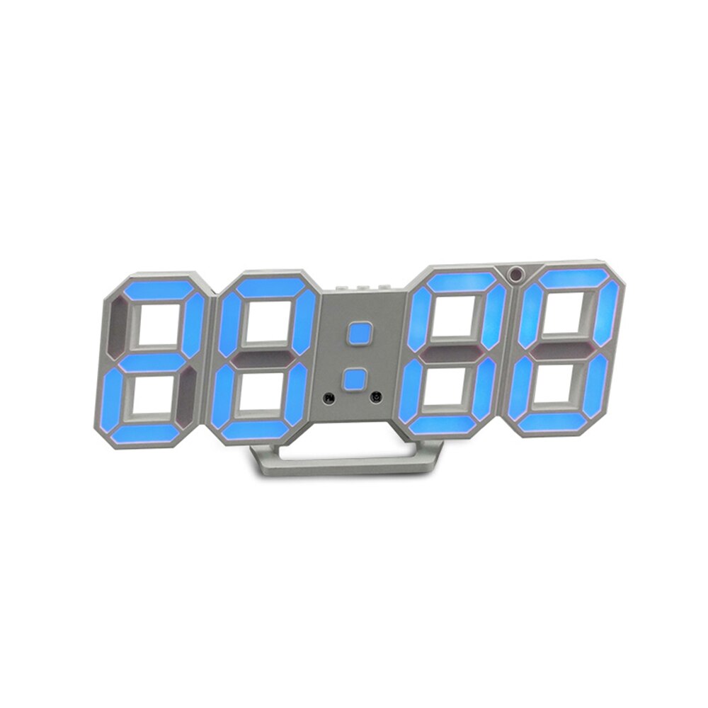 3d ledede usb-opladning digital ur alarm ur elektroniske digitale ure væg horloge boligindretning kontor bord skrivebord ur: 04