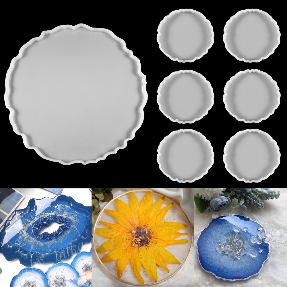 Bandeja de té de disco de fruta, moldes para posavasos de resina fundida, molde de posavasos de silicona para pastel DIY, soporte de fruta, bandeja epoxi, juegos de moldes de posavasos