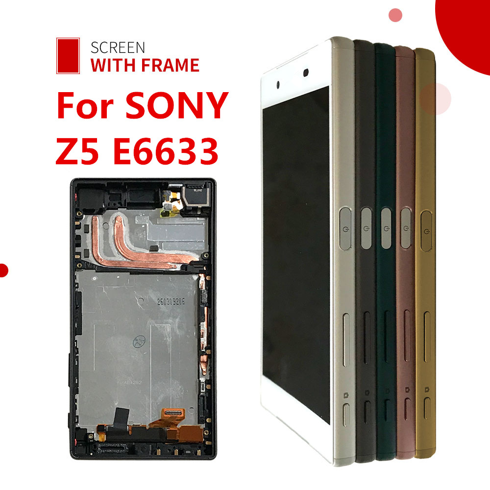 LCD Original para SONY Xperia Z5 LCD pantalla táctil para SONY Z5 pantalla Dual digitalizador montaje E6653 E6603 E6633 LCD con marco