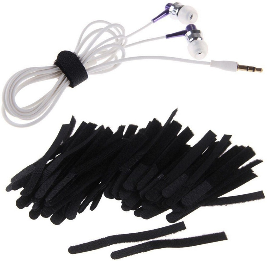 100PCS Strips Cable Ties Rope Wire Organizer Velcros Cable Tie Reusable Black organizar Management Tools #45