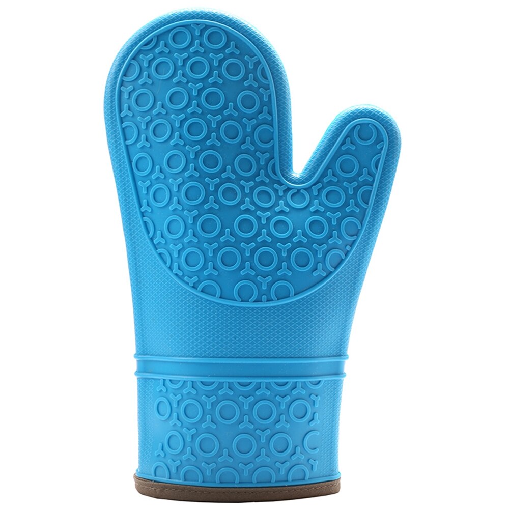 Silicone Anti-slip Heat Resistant Oven Mitten Kitchen Baking Glove: Blue