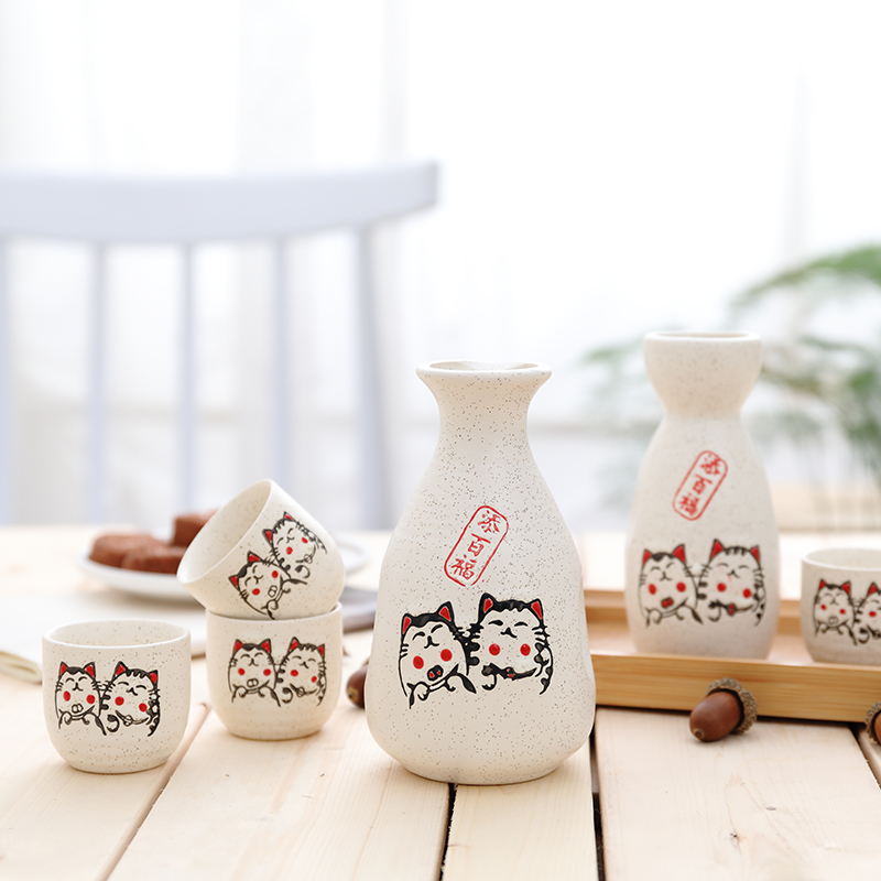 Pot en céramique japonais Vintage porcelaine | Pot Flagon service de tasses de spiritueux, boisson de cuisine, Bar service de vin saké japonais
