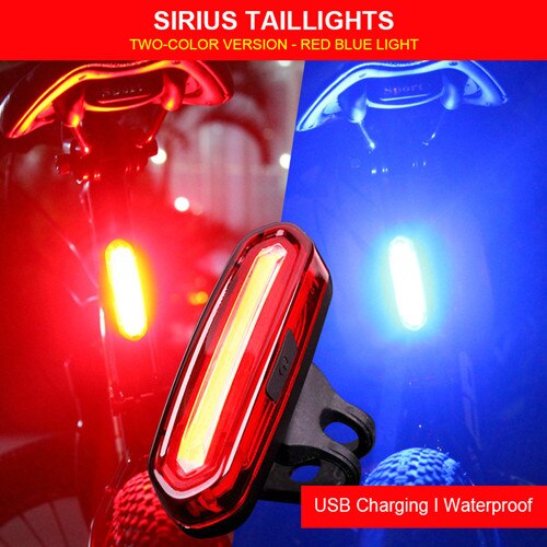 Luces delanteras y traseras para bicicleta, a prueba de agua, luz LED de advertencia de carga, accesorios para bicicleta: Red and Blue