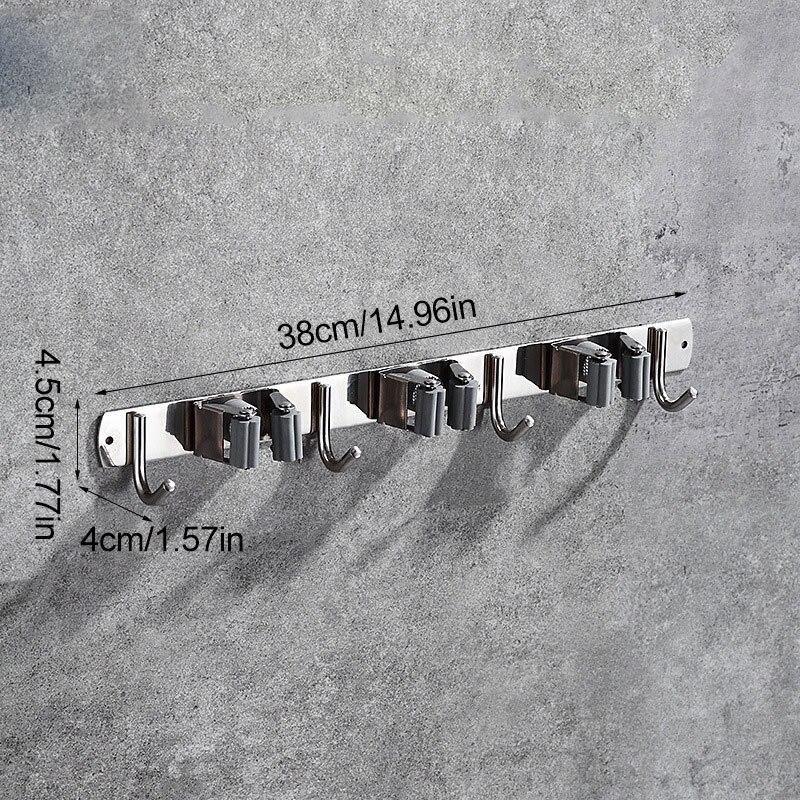 Stainless Steel Mop Holder Wall Hook Punch-free Strong Glue Wall Mounted Mop Organizer Holder Brush Broom Hanger: HG-E52304