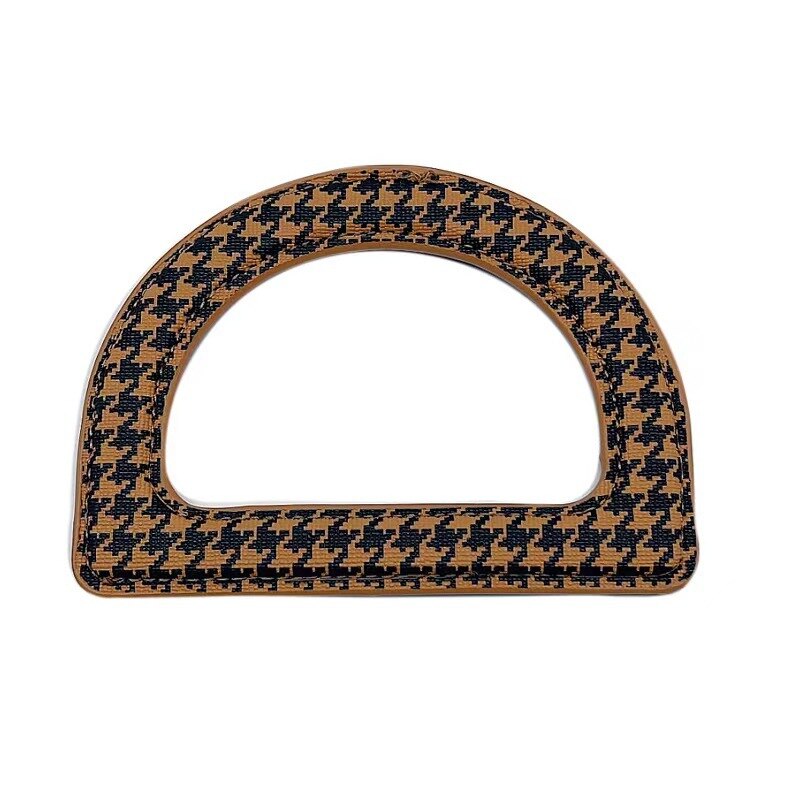 Mango de madera en forma de D, herramienta de bolso marrón de madera maciza, marco de madera degradado, accesorios únicos para bolsos, mango de: PU yellow