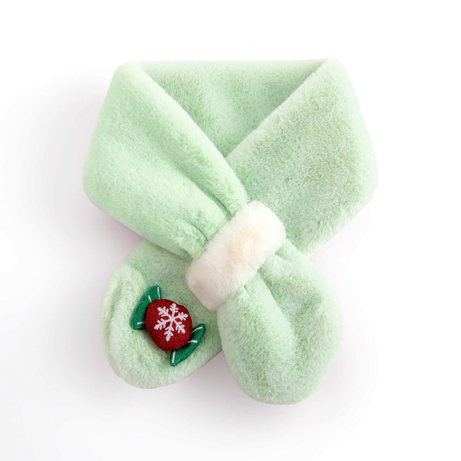 Christmas Cartoon Plush Scarf for Children Scarves Winter Cartoon Embroidery Scarf Boys Girls Xmas: Green