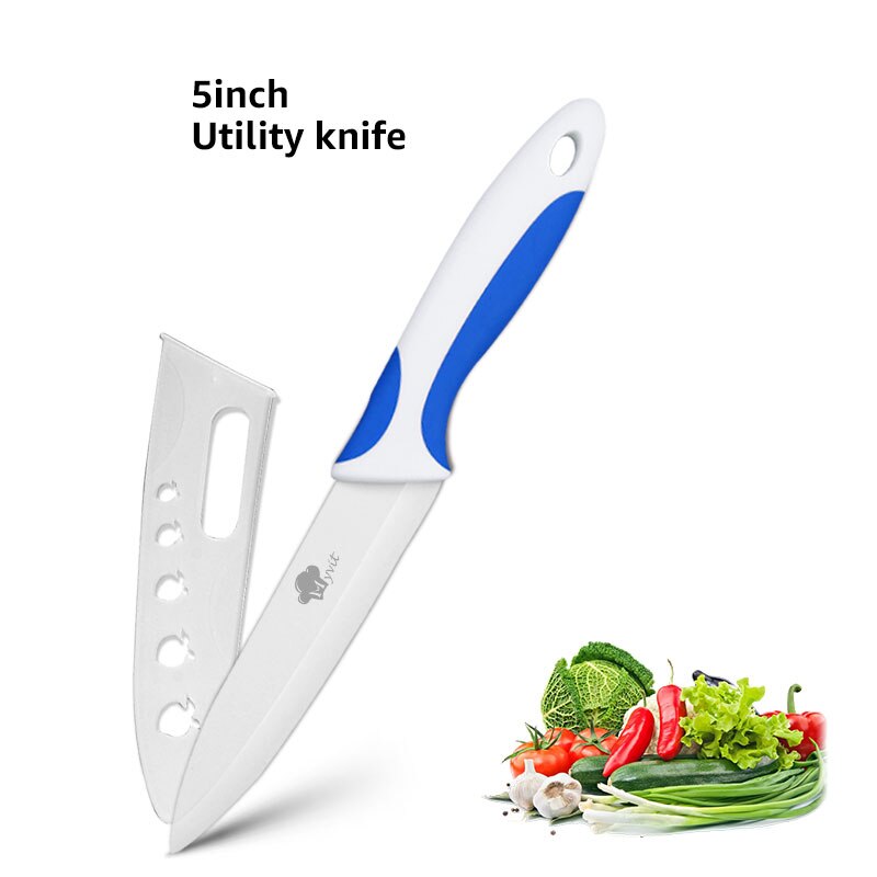 Keramik Messer 6 5 4 3 zoll Chef Fleisch Zoll-dienstprogramm Slicing Schäl Messer Weiß Klinge Bunte Anti-slip Griff küche Kochen Werkzeuge: 5 inch blue white