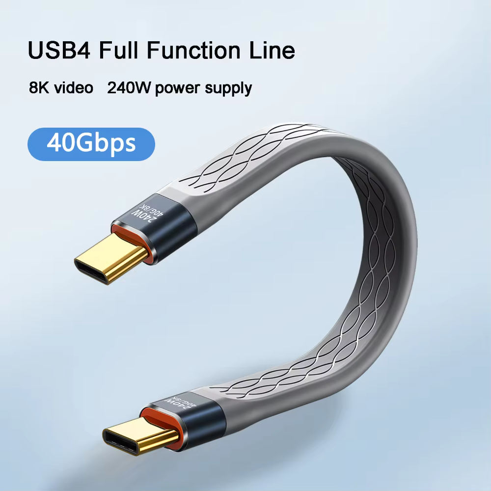 NNBILI 240W 40GB Cable corto USB C a USB C Cable de carga rápida tipo C 40Gbps transferencia de datos 8K Cable de extensión de carga de datos plano