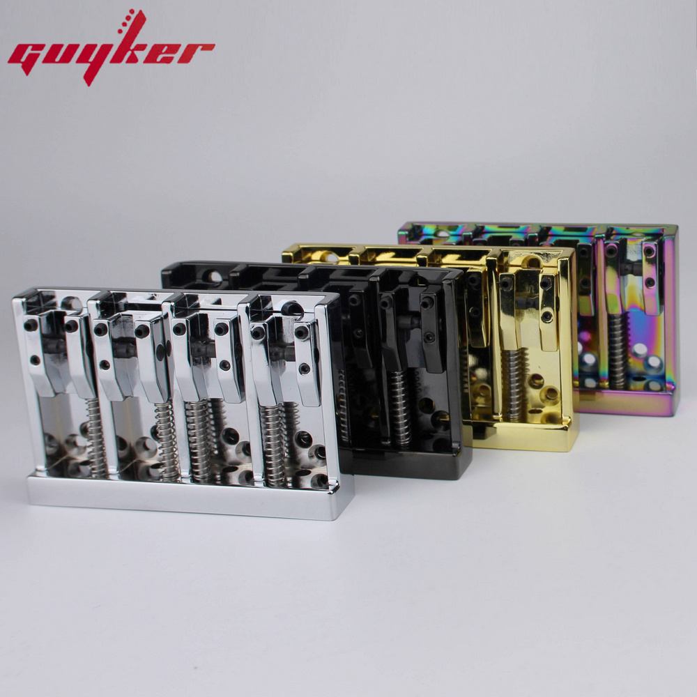 4 String High Mass Vintage Machined Adjustable Bass Bridge Chrome /Black/Gold